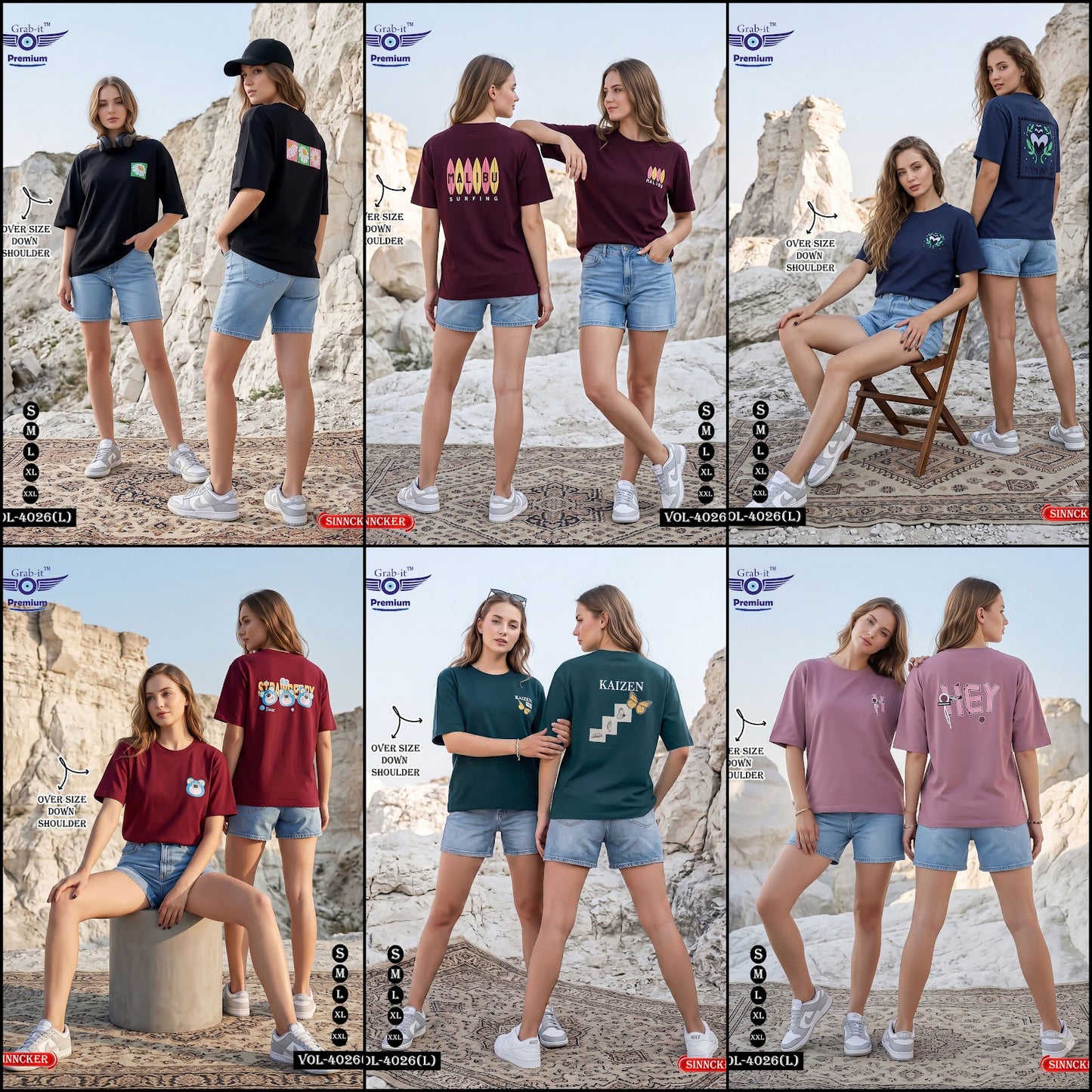Vol 4026 L Grab It Sincker Women Oversized Tshirt Wholesale Rate