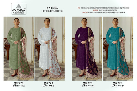 445 Anamsa Rayon Cotton Pakistani Salwar Suits Supplier Gujarat