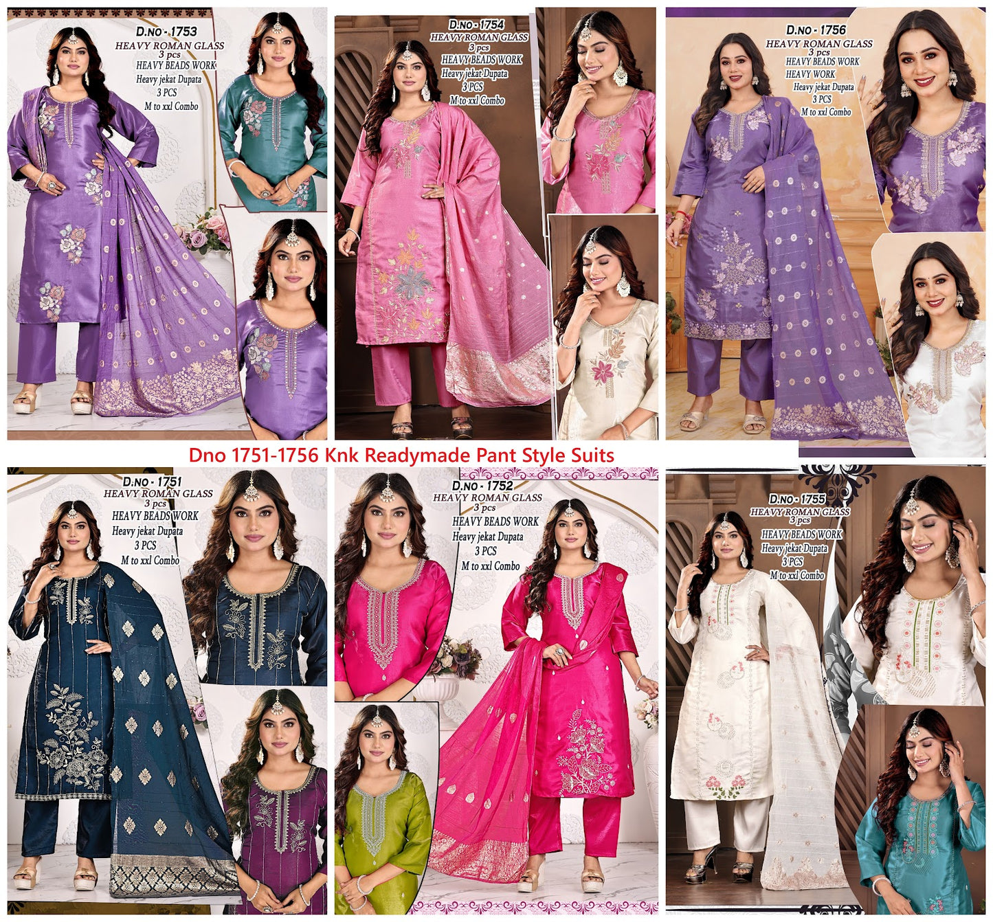 Dno 1751-1756 Knk Roman Readymade Pant Style Suits Supplier