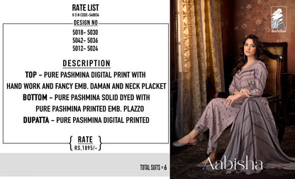 Aabisha Sahiba Pashmina Suits Wholesale Price