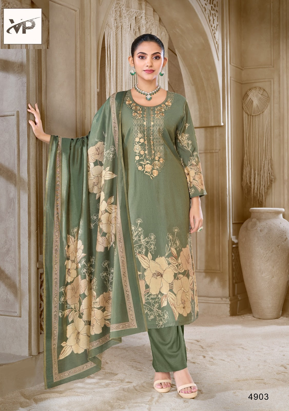 Aabroo Vp Brand Muslin Shimmer Karachi Salwar Suits Exporter
