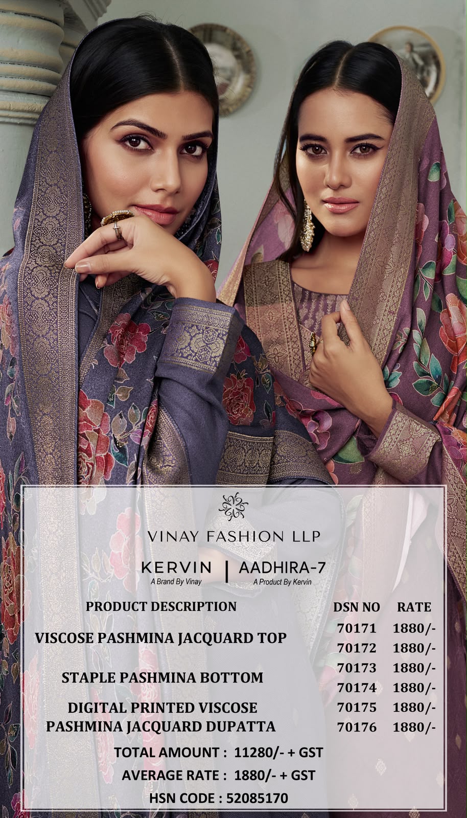 Aadhira 7 Kervin Vinay Fashion Llp Viscose Pashmina Suits Manufacturer