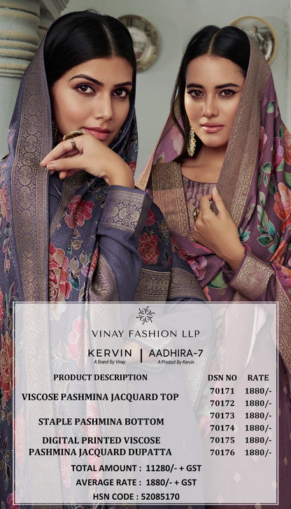 Aadhira 7 Kervin Vinay Fashion Llp Viscose Pashmina Suits Manufacturer