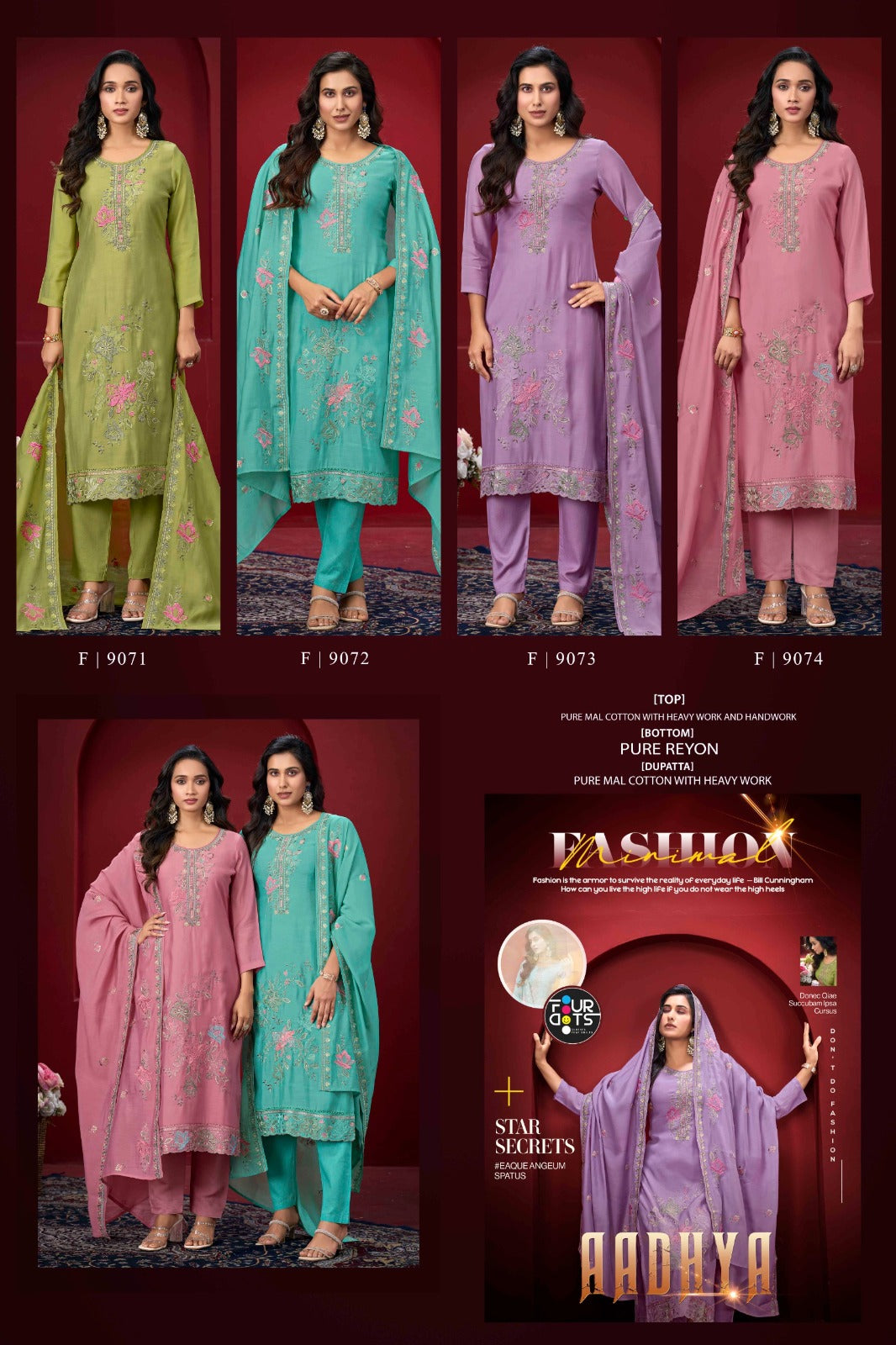 Aadhya Four Dots Mal Cotton Pant Style Suits Supplier India