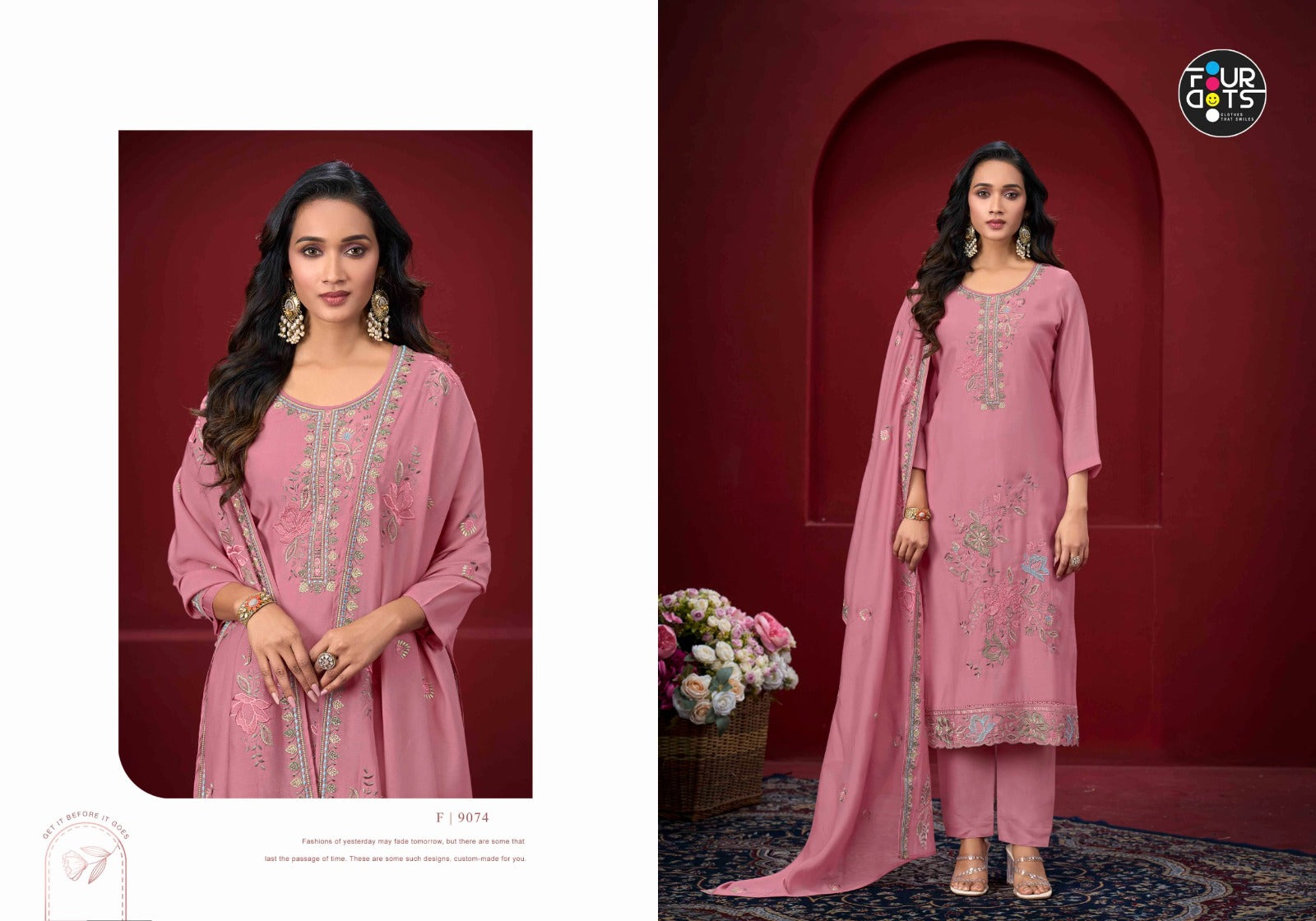 Aadhya Four Dots Mal Cotton Pant Style Suits Supplier India