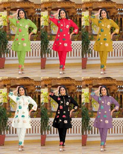 Aadhya New Colours Afsana Roman Co Ord Set Wholesaler India