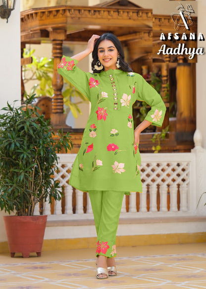 Aadhya New Colours Afsana Roman Co Ord Set Wholesaler India