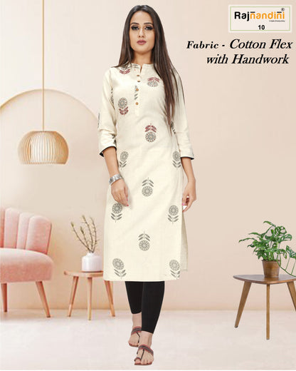 Aadhya Rajnandini Pure Cotton Straight Cut Kurtis Manufacturer Ahmedabad