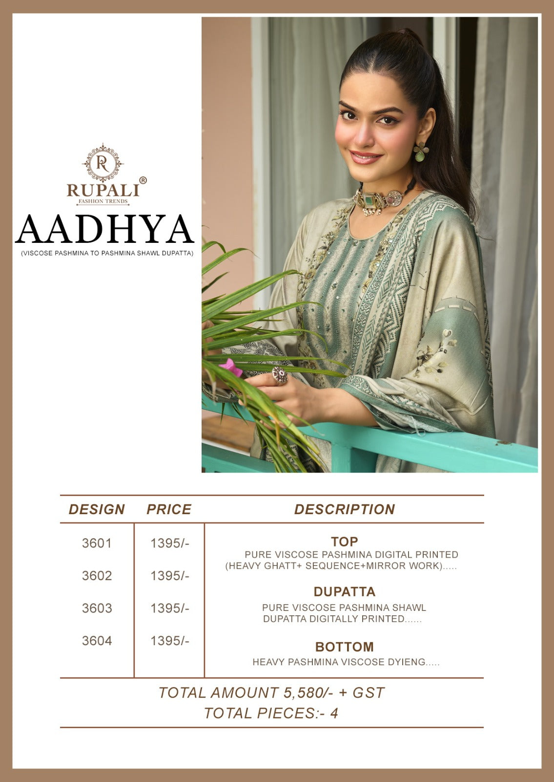 Aadhya Rupali Viscose Pashmina Suits Supplier