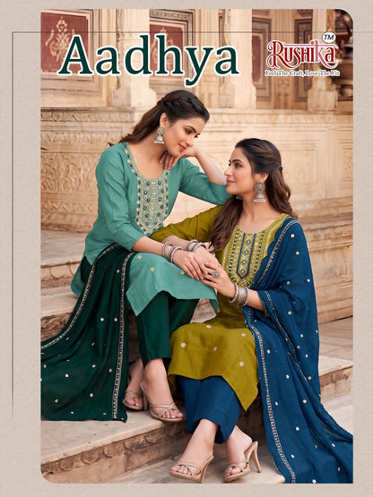 Aadhya Rushika Vichitra Silk Readymade Pant Style Suits Exporter Ahmedabad