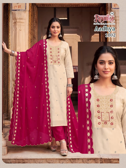 Aadhya Rushika Vichitra Silk Readymade Pant Style Suits Exporter Ahmedabad
