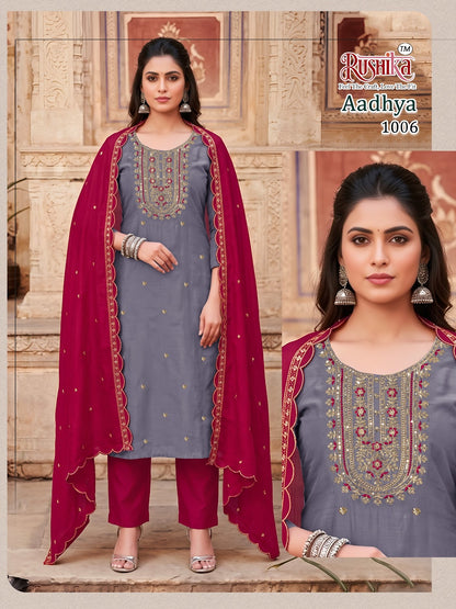 Aadhya Rushika Vichitra Silk Readymade Pant Style Suits Exporter Ahmedabad