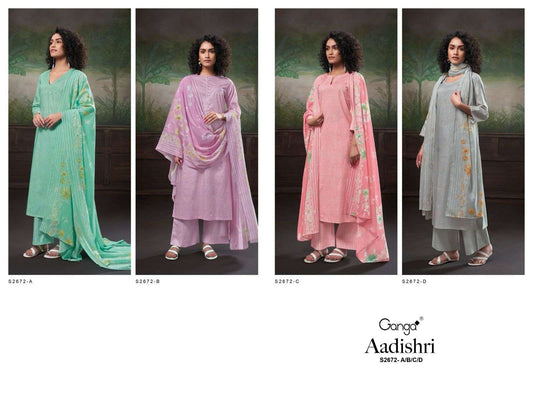 Aadishri S2672 Ganga Premium Plazzo Style Suits Manufacturer