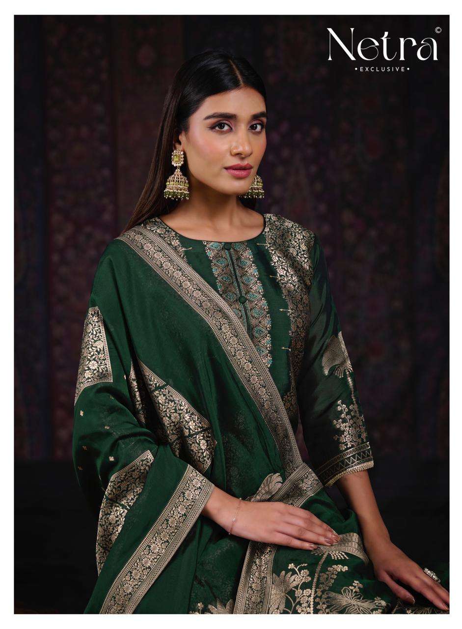 Aadita Netra Woven Silk Pant Style Suits Supplier Gujarat