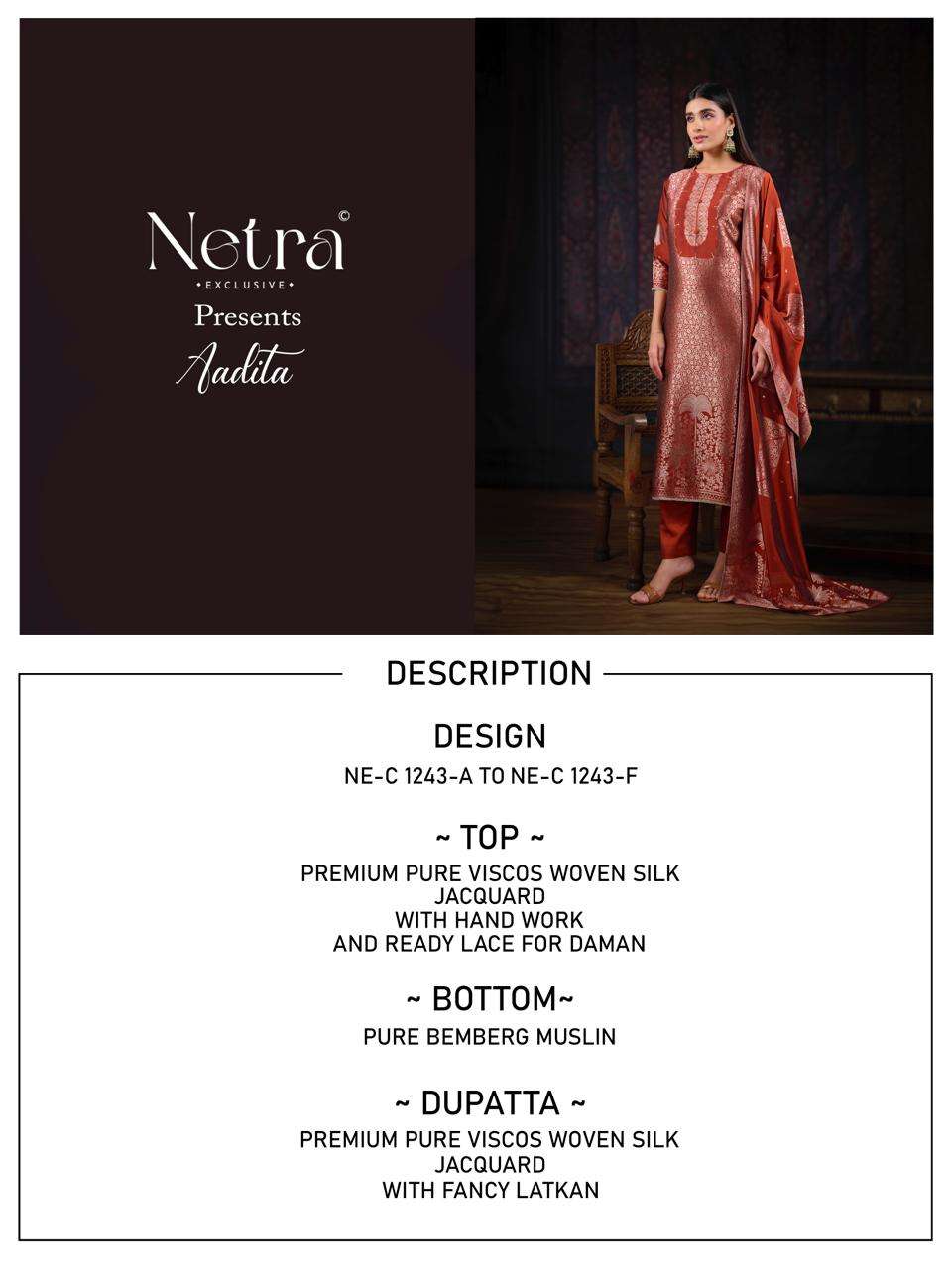 Aadita Netra Woven Silk Pant Style Suits Supplier Gujarat