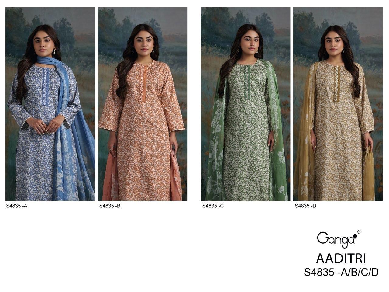 Aaditri S4835 Ganga Cotton Pant Style Suits Exporter India