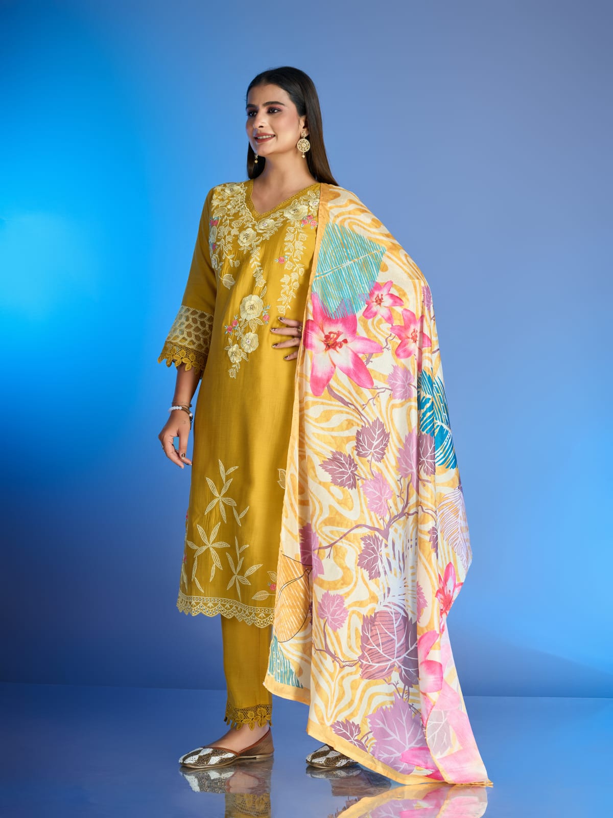 Aadvika 9 Starfashion Roman Silk Readymade Pant Style Suits Exporter Ahmedabad
