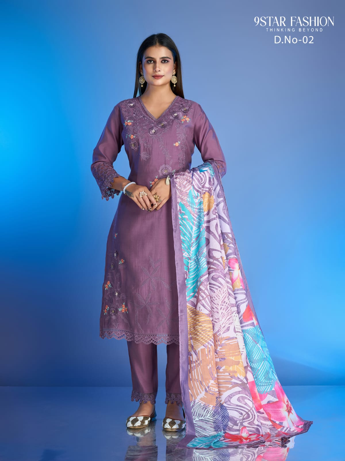 Aadvika 9 Starfashion Roman Silk Readymade Pant Style Suits Exporter Ahmedabad