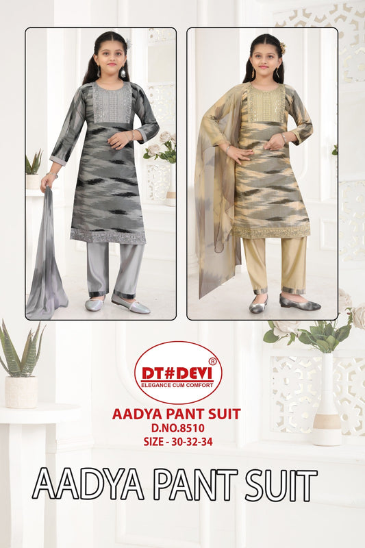 Aadya 8510 Dt Devi Modal Girls Readymade Pant Suits Wholesale Price