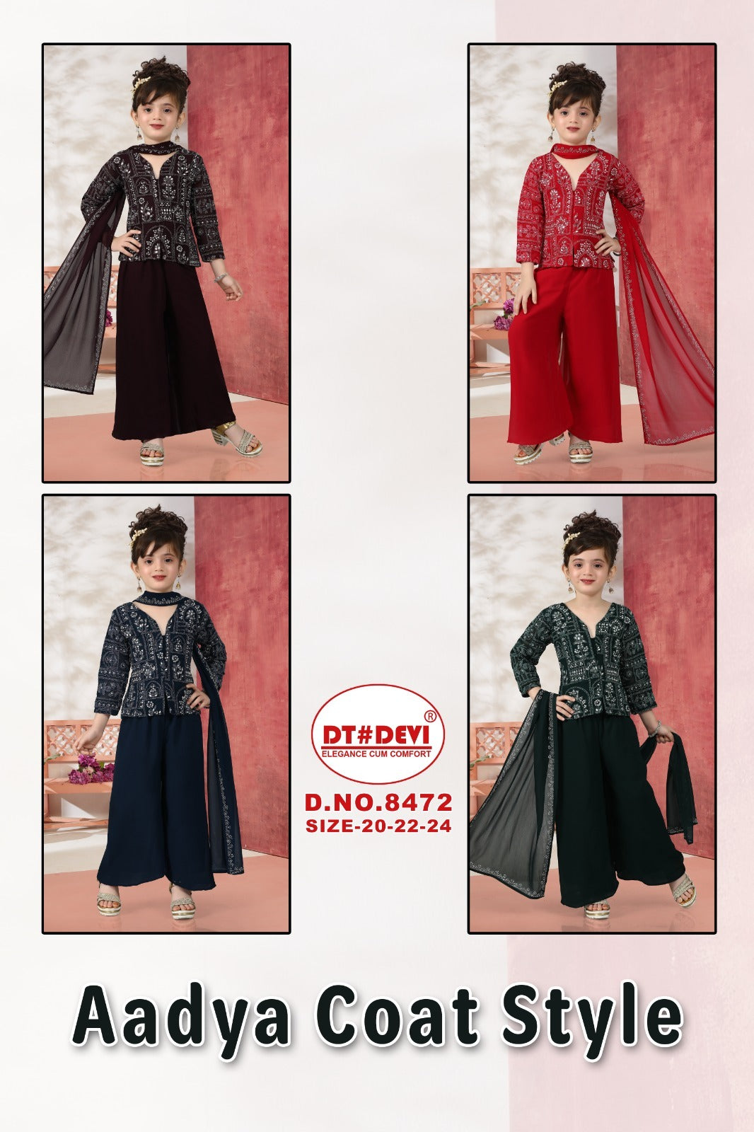 Aadya Coat Style 8472 Dt Devi Georgette Girls Western Pair