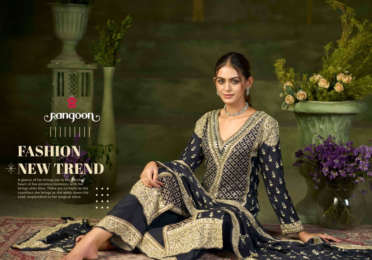 Aaeesha Rangoon Muslin Readymade Plazzo Style Suits Wholesaler Ahmedabad