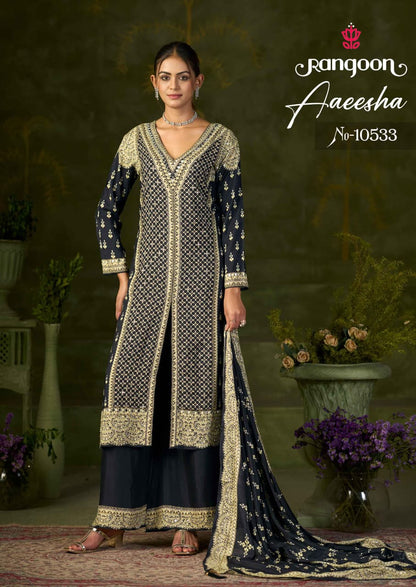 Aaeesha Rangoon Muslin Readymade Plazzo Style Suits Wholesaler Ahmedabad