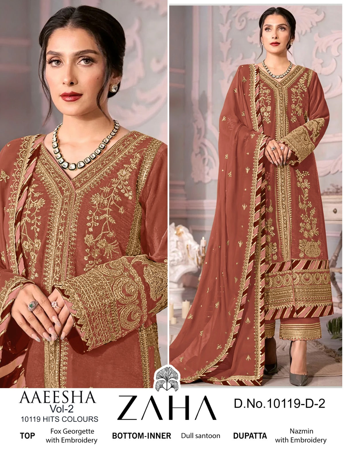 Aaeesha Vol 2-10119-D Zaha Georgette Pakistani Salwar Suits