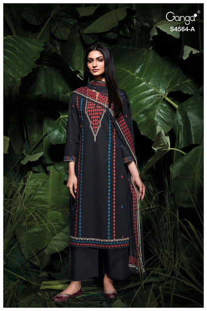 Aaeva 4564 Ganga Cotton Satin Plazzo Style Suits Supplier India