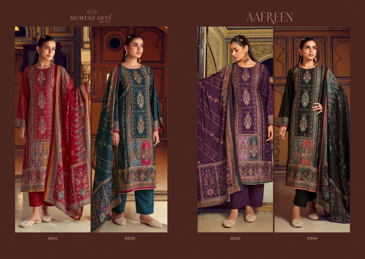 Aafreen Mumtaz Arts Viscose Muslin Karachi Salwar Suits Manufacturer