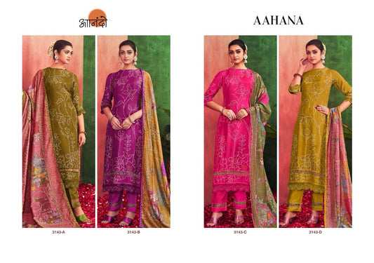Aahana 3143 Anando Muslin Silk Pant Style Suits Exporter Ahmedabad
