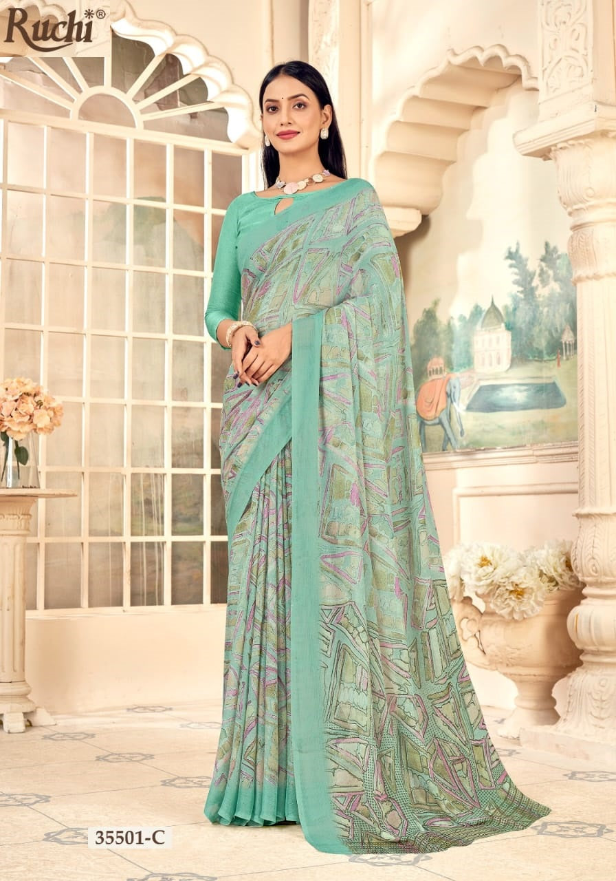 Aahana 5 Ruchi Chiffon Sarees Wholesaler Ahmedabad