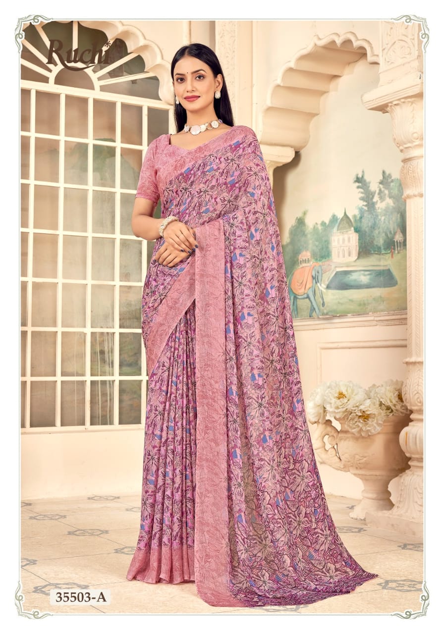 Aahana 5 Ruchi Chiffon Sarees Wholesaler Ahmedabad
