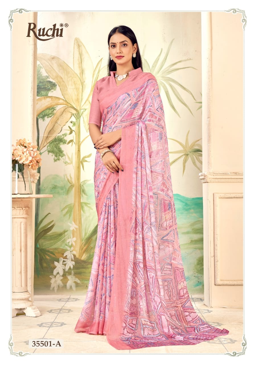 Aahana 5 Ruchi Chiffon Sarees Wholesaler Ahmedabad