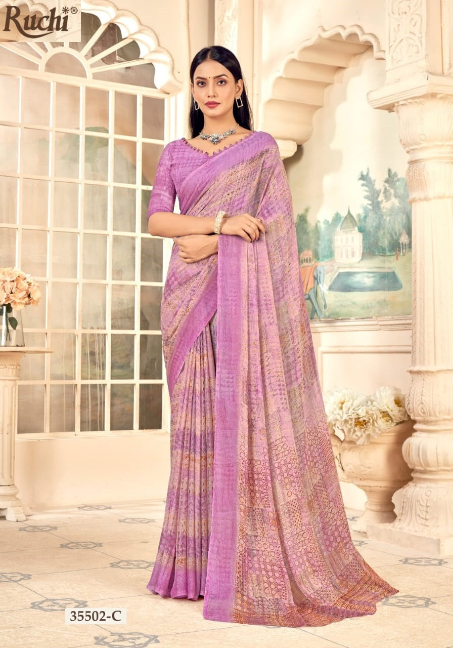 Aahana 5 Ruchi Chiffon Sarees Wholesaler Ahmedabad