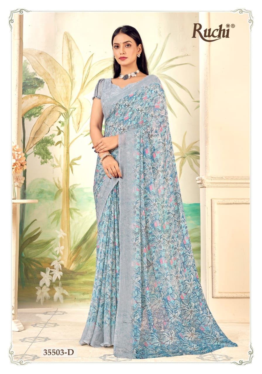 Aahana 5 Ruchi Chiffon Sarees Wholesaler Ahmedabad