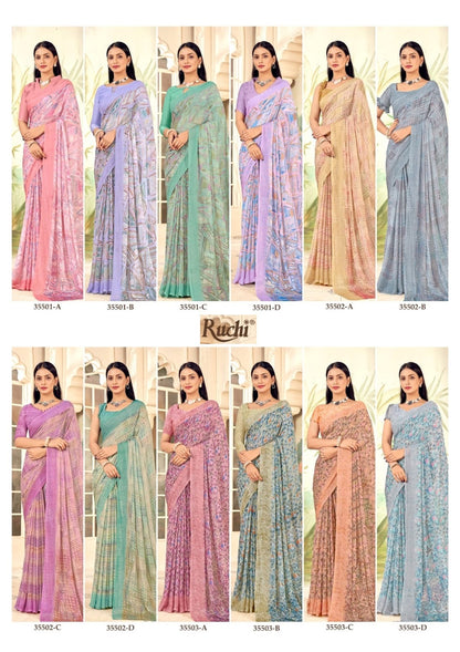 Aahana 5 Ruchi Chiffon Sarees Wholesaler Ahmedabad