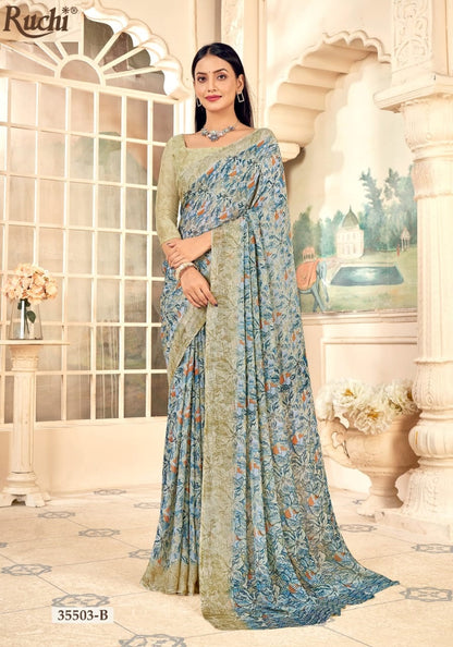 Aahana 5 Ruchi Chiffon Sarees Wholesaler Ahmedabad