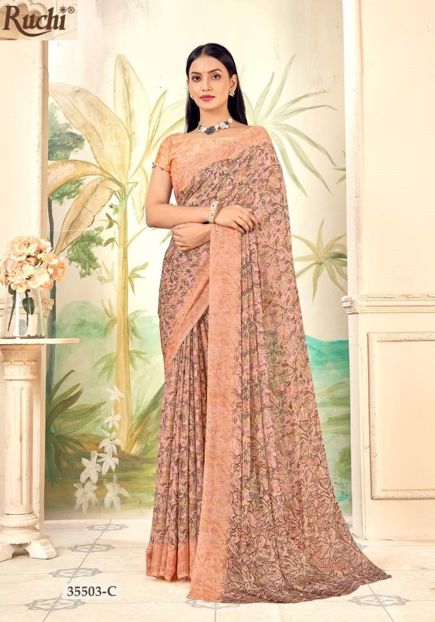 Aahana 5 Ruchi Chiffon Sarees Wholesaler Ahmedabad