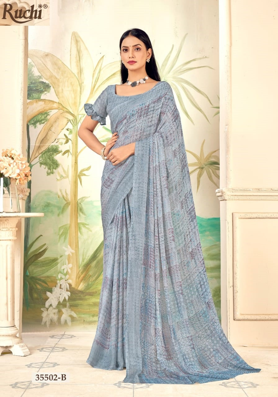 Aahana 5 Ruchi Chiffon Sarees Wholesaler Ahmedabad