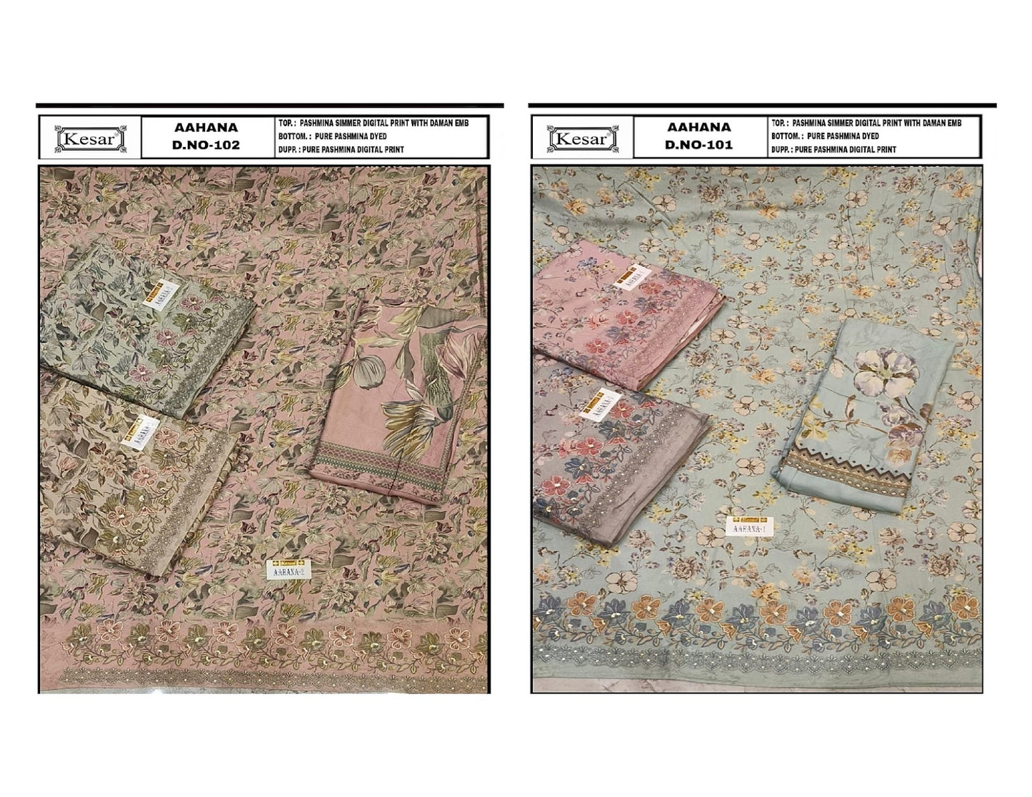 Aahana Kesar Pashmina Suits Exporter India