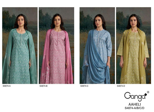 Aaheli S4874 Ganga Cotton Pant Style Suits Supplier India