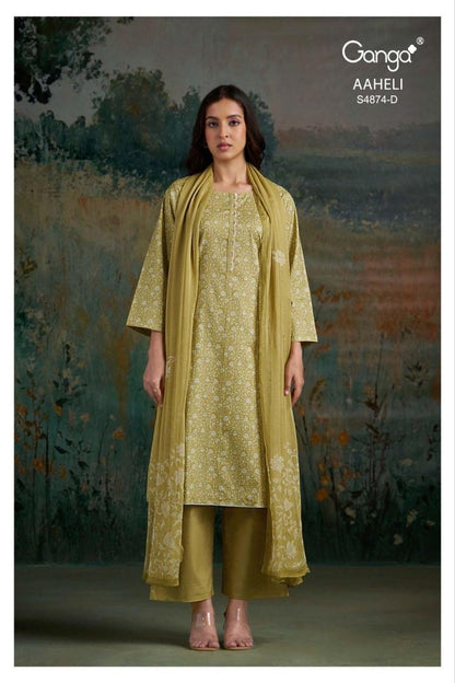 Aaheli S4874 Ganga Cotton Pant Style Suits Supplier India