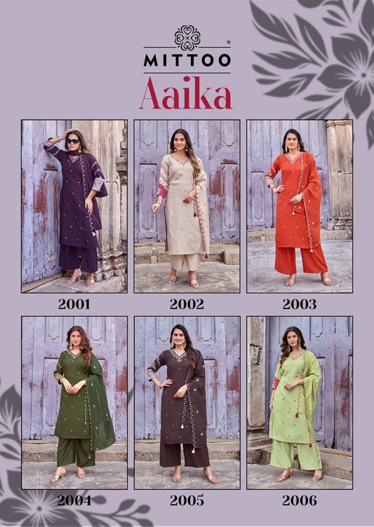Aaika Mittoo Viscose Weaving Readymade Plazzo Style Suits Manufacturer Gujarat