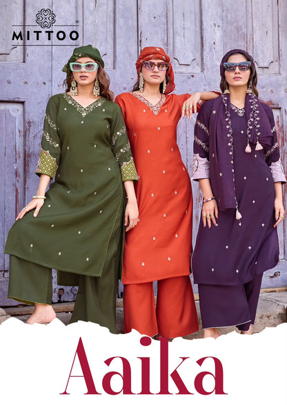 Aaika Mittoo Viscose Weaving Readymade Plazzo Style Suits Manufacturer Gujarat