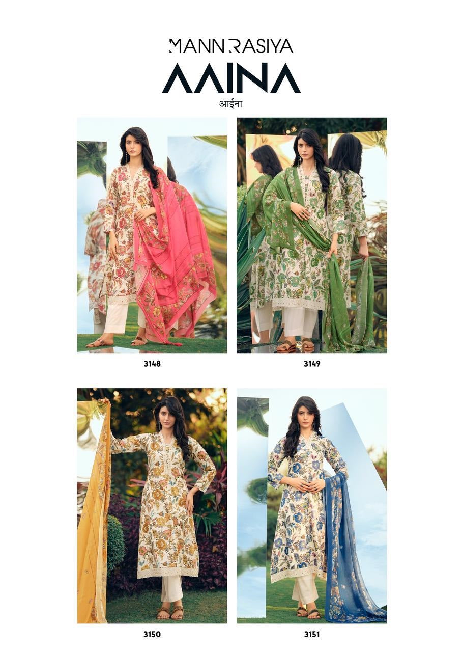 Aaina Mannrasiya Jam Cotton Pant Style Suits Manufacturer
