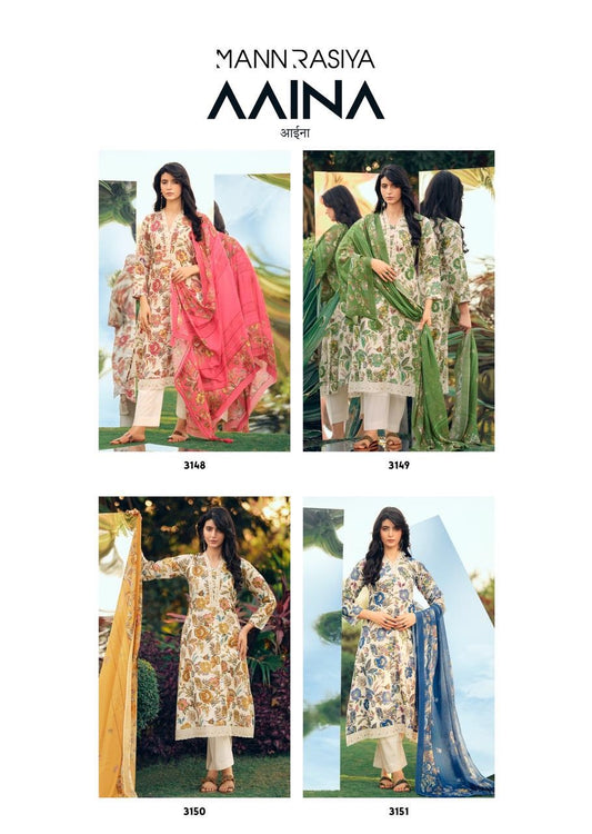 Aaina Mannrasiya Jam Cotton Pant Style Suits Manufacturer