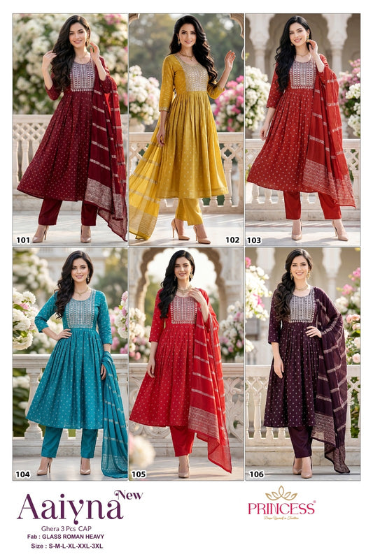 Aaiyna Princess Creation Roman Readymade Anarkali Suits Supplier India