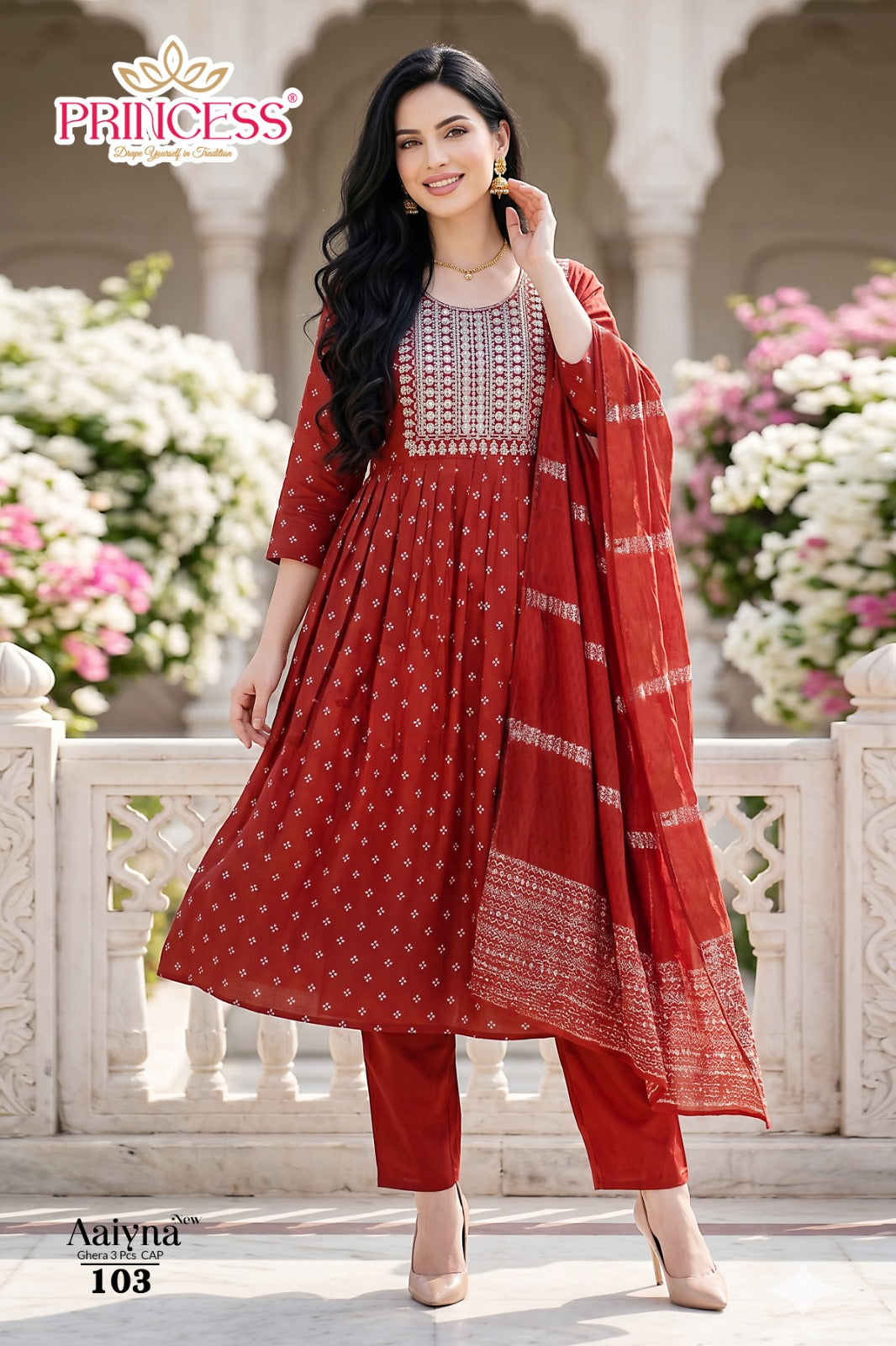 Aaiyna Princess Creation Roman Readymade Anarkali Suits Supplier India