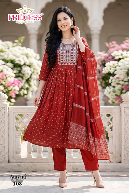 Aaiyna Princess Creation Roman Readymade Anarkali Suits Supplier India