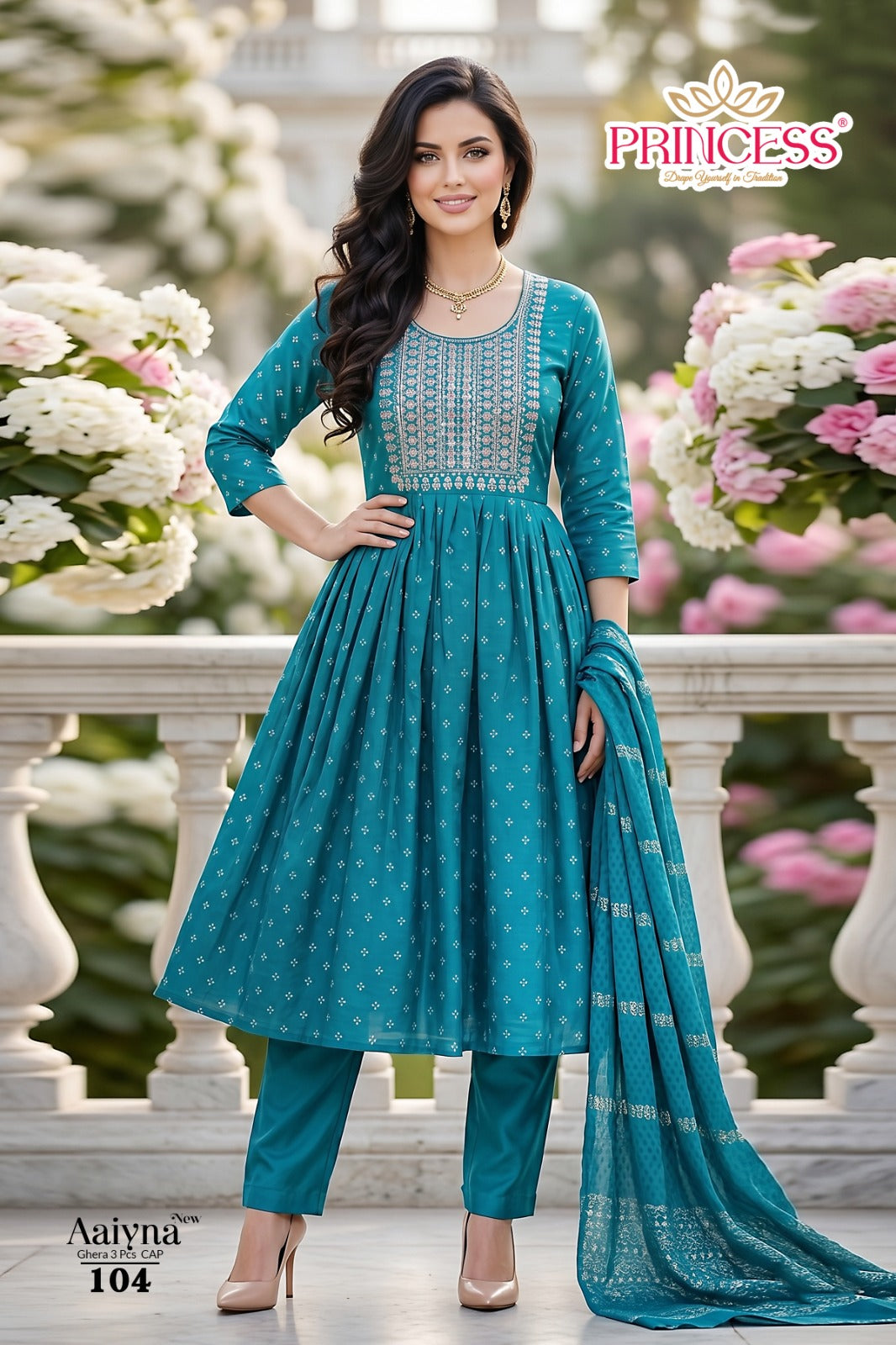 Aaiyna Princess Creation Roman Readymade Anarkali Suits Supplier India